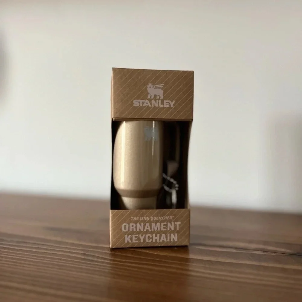 Stanley Water Bottle Keychain Christmas Tree Ornament in Champagne Shimmer NIB